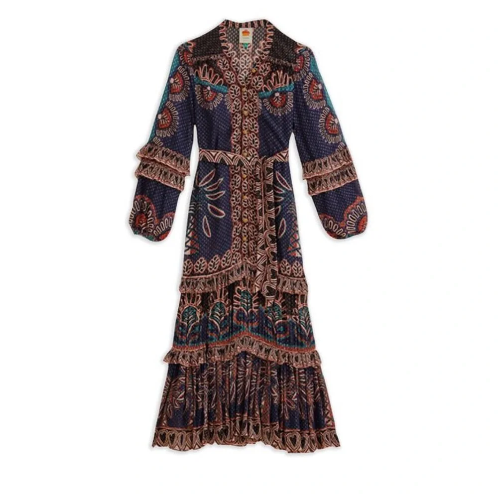 FARM Rio Navy and Coral Long Sleeve Dress - Picture 10 of 10